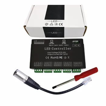 12-канальный DMX контроллер 60A высокомощный DMX512 декодер DMX сценическое освещение диммер для 12 В 24 В RGB полосы света контроллер переключатель