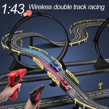 2023 Speed Challenge Гоночный игровой автомобиль с электрическим Приводом, Набор детских Игрушечных гоночных треков Включает в себя 2 Ручных контроллера в масштабе 1: 43