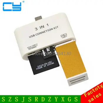3 в 1 Micro USB OTG кабель Micro SD TF U дисковый Кардридер концентратор Для Samsung Galaxy S5 S4 Note3 Бесплатная Доставка