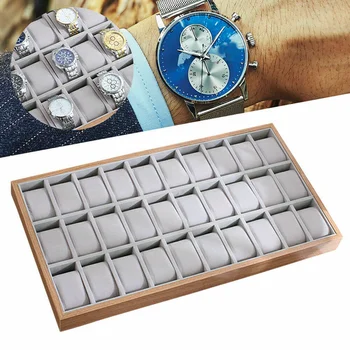 30-Слотный деревянный лоток для часов, Органайзер, Коробка для хранения часов и ювелирных изделий