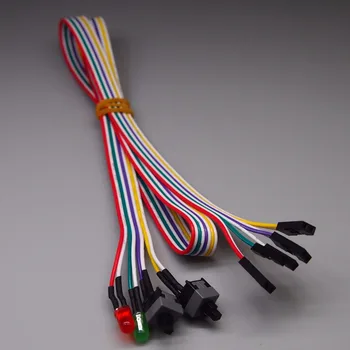 5 шт. переключатель шасси ATX кабель сброса кнопка питания кнопка сброса Двойная кнопка кабель переключателя питания со светодиодной подсветкой