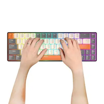 60-процентная клавиатура Механическая клавиатура с RGB подсветкой для геймеров, компактная Клавиатура с 68 клавишами, эргономичный дизайн, маленькая клавиатура для ПК с Windows-геймерами