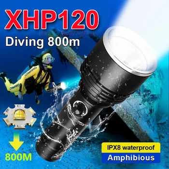 6000 Бликов, Супер XHP120, мощный фонарик для подводного плавания 18650 L2, мощный светодиодный фонарь для погружений IPX8, Водонепроницаемый Подводный фонарь