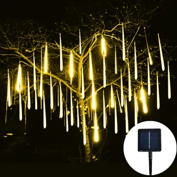 8-ламповые солнечные светодиодные Гирлянды с метеоритным дождем, Водонепроницаемые уличные гирлянды для свадьбы на открытом воздухе, Садовые гирлянды для патио, Рождественский декор