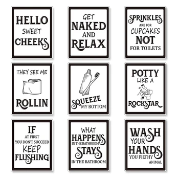 9 Предметов, Настенный декор для ванной Комнаты, Забавный Винтажный знак ванной Комнаты, плакаты для ванной комнаты, декор для ванной комнаты