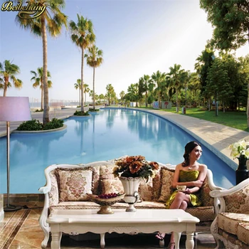 beibehang Пользовательские 3D фотообои Новая спальня, гостиная в средиземноморском стиле, телевизор, настроение для отдыха на Палм-Бич, настенная роспись