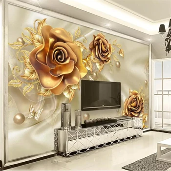 beibehang Пользовательские обои 3D фреска роскошные золотые украшения цветочные шелковые украшения ТВ фон стена гостиная спальня 3D обои