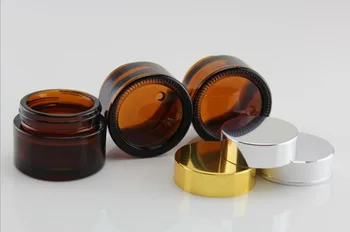 DHL Бесплатно 56 шт./лот, 20 г/куб. см, пустая коричневая стеклянная баночка для крема для глаз в многоразовом переносном стеклянном косметическом флаконе с крышкой 3 цветов