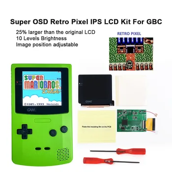 GBC RETRO PIXEL V5 Экранное Меню IPS LCD 2.0 Комплект Ламинированный Экран С Высокой Яркостью Подсветки Для GameBoy Color Shell С Предварительно вырезанным корпусом