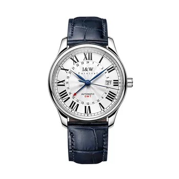 GMT Watch Switzerland I & W Механические часы для мужчин Carnival Автоматические наручные часы Business Waterproof NH34 Travel Reloj Hombre