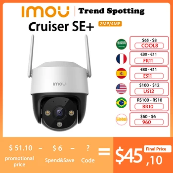 IMOU Cruiser SE + Уличная Wi-Fi Камера 1080P Ночного видения IP66, защищенная от атмосферных воздействий, 8-кратный цифровой зум, Монитор обнаружения человека с искусственным интеллектом