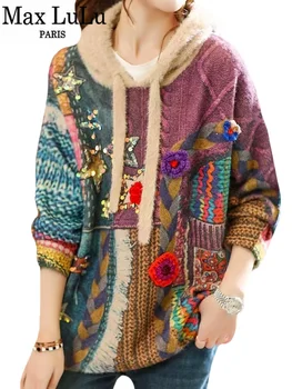 Max LuLu Зимние корейские женские роскошные свитера с пайетками и принтом ded, женский модный Свободный пуловер, теплые джемперы для отдыха