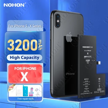 NOHON для iPhone X Аккумулятор Большой Емкости для Телефона Bateria для iPhone 6 6S 7 8 Plus XR XS MAX SE 2020 5 5S Сменные Батарейки