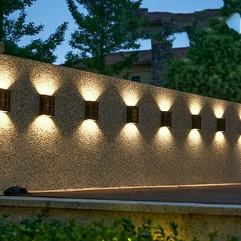 Oudoor Водонепроницаемые светодиодные солнечные фонари Настенные светильники на солнечной энергии для двери, забора, дорожки, садовой лампы