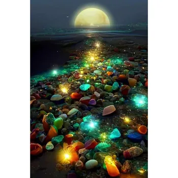 Sunature 5D Full AB Квадратные Круглые сверла Dream Moon Beach Night Алмазная живопись (4-10 AB цветов)
