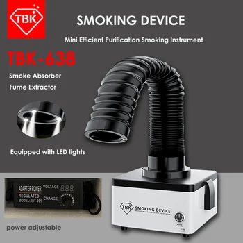 TBK-638 Мини Эффективный Инструмент для очистки Паяльника Для курения, Поглотитель дыма ESD, Вытяжка дыма Со светодиодной подсветкой 110 В/220 В