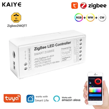 Tuya Zigbee RGB Контроллер 15A 12V 24V RGBCCT Диммер Светодиодные Ленты Контроллер ТВ Спальня Кухонное Освещение Для Smart Life Alexa
