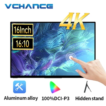 VCHANCE 16-Дюймовый Портативный Монитор с сенсорным экраном 4K UHD 100% DCI-P3 HDR, Расширяющий Офисный Видеодисплей Для ПК, Ноутбука, Телефона, XBox Switch