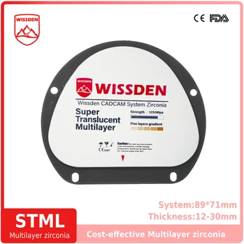 Wissden Многослойный Стоматологический Циркониевый диск Стоматологические материалы STML 71,12-30 мм CAD/CAM Система Зубной протез Коронка