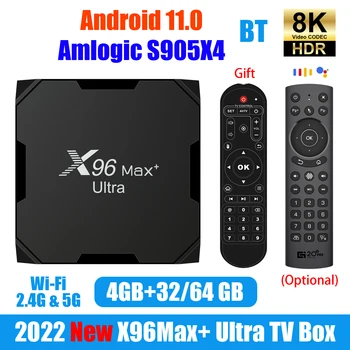 X96Max Plus Ultra TV Box Android 11 Amlogic S905X4 4 ГБ 64 ГБ TVBOX AV1 8K 5G Wifi BT X96 Max Медиаплеер 4 ГБ 32 ГБ HD телеприставка