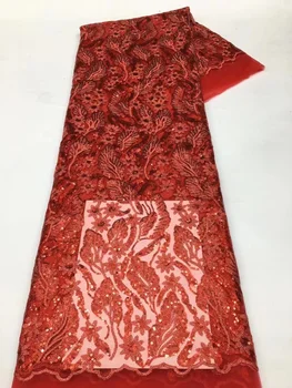 Африканская Тюлевая Кружевная ткань с блестками, 5 Ярдов 2023, Высококачественная Вышитая французская Сетка, Нигерийское кружево для пошива вечернего платья