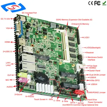 Встроенная материнская плата процессор Intel N2800 с 2G оперативной памятью 2xLAN 6xCOM Промышленный ПК x86 мини материнская плата