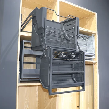 Двухкорпусный Кухонный Холодильник Для Хранения 500 Глубин, Верхний Шкаф, Подъемная Тяговая Корзина, Рычажная Нижняя Тяговая Стойка