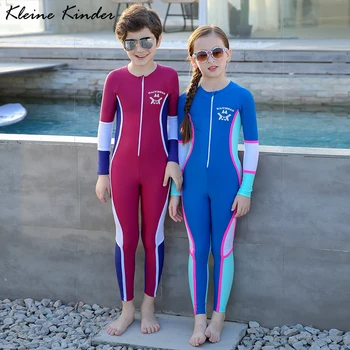 Детский купальный костюм с защитой от ультрафиолета UPF50 с длинными рукавами, детский водолазный костюм для девочек-подростков, костюмы для серфинга для мальчиков, Детский купальник