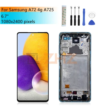 Для Samsung Galaxy A72 4G A725 ЖК-дисплей с Сенсорным экраном, Дигитайзер В Сборе, A725 ЖК-дисплей с Рамкой, Запасные Части для ремонта, 6,7 