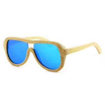 Дропшиппинг Мужские Поляризованные Деревянные Легкие Синие линзы Плавающие Солнцезащитные очки Pilot Wood Bamboo