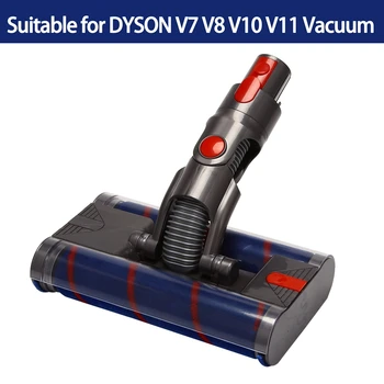 Инструмент с двойной Насадкой для чистки пола с электроприводом для пылесоса Dyson V8 V7 V10 V11, мягкая щетка для уборки пола с роликовой насадкой
