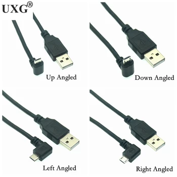 Кабель Micro USB под прямым углом Вверх/Вниз/Влево/Вправо Под углом 90 градусов От USB К разъему Micro USB для зарядки данных Короткий кабель