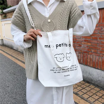 Корейская переносная холщовая сумка ins с мягкими милыми мультяшными комиксами, японская студенческая сумка-мессенджер в стиле харадзюку для девочек, Холщовая сумка-тоут