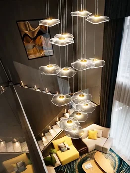 Креативная двухуровневая светодиодная люстра для гостиной, квартира в лофте, лофт, выбор для средней школы, пустая вилла, вращающийся лестничный светильник