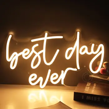 Лучший день в истории Светодиодные неоновые световые вывески для домашнего декора стен спальни с питанием от USB Свадьба День Рождения Юбилей Предложение Вечерние Вывеска