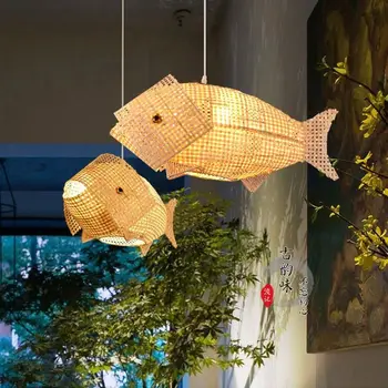 Люстра в форме рыбы, освещение в виде Карпа, творческая личность, чайный домик, бамбуковый фермерский дом, лампа для японского ресторана