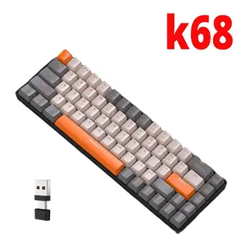 Механическая клавиатура K68 2,4 G/BT5.0 Беспроводная игровая клавиатура Bluetooth для компьютера, ПК, ноутбука, мини-клавиатура с горячей заменой, 68 клавиш