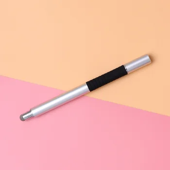Многофункциональная ручка с круглым тонким наконечником 2 в 1, Емкостный стилус для смартфона, планшета (серебристый)