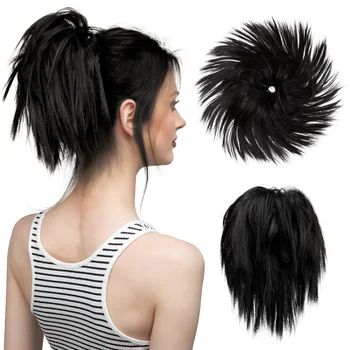 Накладка для волос прямые вьющиеся волосы, смешанные с косичкой в виде конского хвоста, наращивание волос для женщин и девочек, искусственная накладка для волос