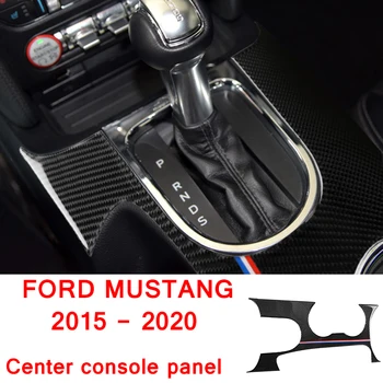 Накладка на центральную консоль из углеродного волокна, трехцветная, Автомобильные наклейки для Ford Mustang 2015 2016 2017 2018 2019 2020