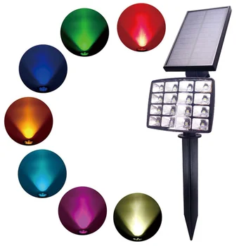 Наружный светодиодный Солнечный Прожектор RGB, Меняющий цвет газона, настенный светильник на солнечных панелях, водонепроницаемые ландшафтные прожекторы для дворовой садовой дорожки