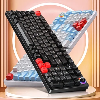 Новая проводная механическая клавиатура K700 с подсветкой RGB с синим переключателем, настраиваемая цветная мозаика из 96 клавиш, мультимедийная ручка, игровая офисная клавиатура