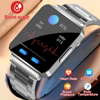 Новые умные часы, измеряющие уровень сахара в крови, ЭКГ + PPG, артериальное давление, частоту сердечных сокращений, Температуру тела, Умные часы для Мужчин, Женские часы, Фитнес-трекер