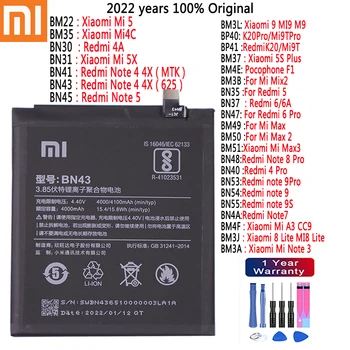 Оригинальный Аккумулятор для Xiaomi MI5 4C 5X Note 5 4X 4A MI9 5S Plus Mix2 Redmi 5 6 Pro Max 2 3 Note 8 9Pro Mi Note 3 8 Lite батареи