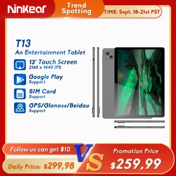 Планшет Ninkear Tab T13 13-дюймовый 2K IPS Full HD MT6769 с процессором 2,0 ГГц, 8-ядерным процессором 10000 мАч, планшетный ПК Google Android 12