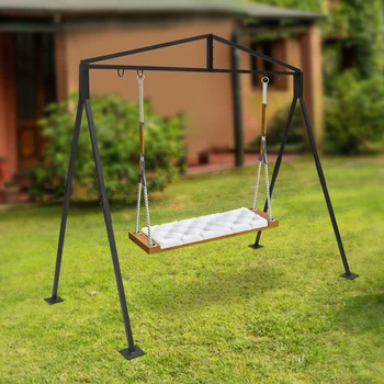 Подвесной стул-гамак для качелей на открытом воздухе, на заднем дворе, 440 фунтов, черная садовая подставка для качелей, универсальная