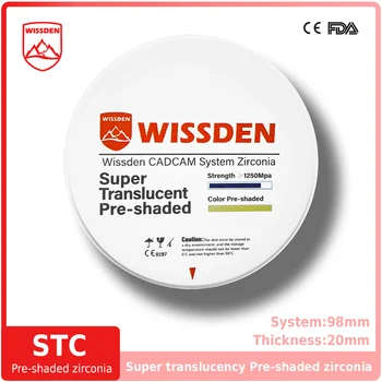 Предварительно заштрихованные циркониевые блоки Wissden Материалы для стоматологической лаборатории STC 98,20 мм CAD/CAM