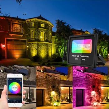 Прожектор наружный RGB прожектор 45 Вт RGB отражатель проектор с приложением Remote Водонепроницаемое ландшафтное освещение садовый прожектор