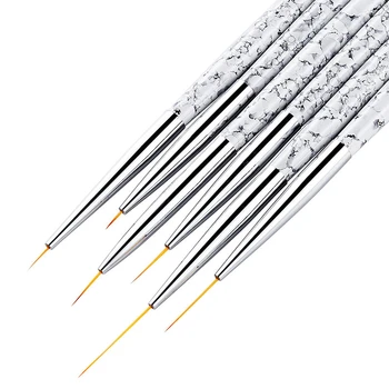 Ручка для ногтей Белый стержень с рисунком, 3 шт., набор окрашенных тянущих проводов, ручка с круглой головкой, инструмент для кисти с мраморной ручкой