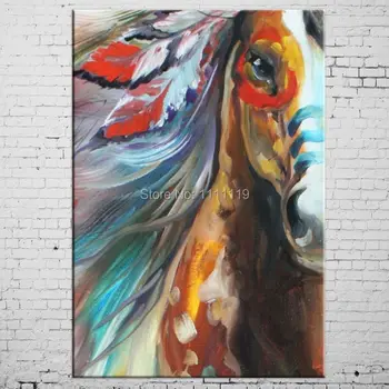 Ручная роспись, современное абстрактное животное, Лицо лошади, картина маслом, настенное произведение ручной работы, бегущая лошадь, Домашний декор, Уникальный подарок на Новый год